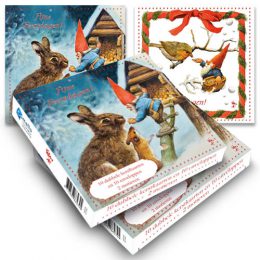 Rien Poortvliet kerstboxje kabouter KONIJN EN WOLMUIS – ROODBORSTJE