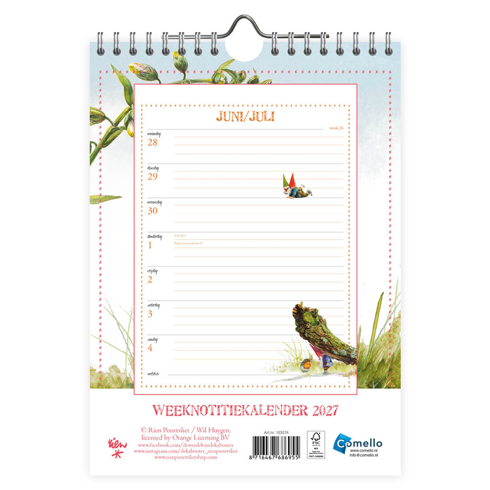 Rien Poortvliet Weeknotitiekalender Kabouter 2027 - Afbeelding 3
