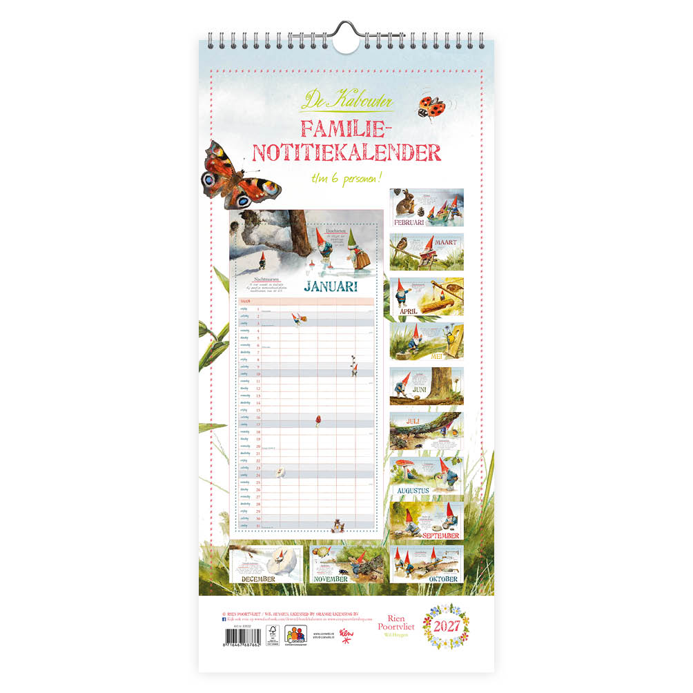 Rien Poortvliet familienotitiekalender 'Kabouter' 2027 - Afbeelding 3
